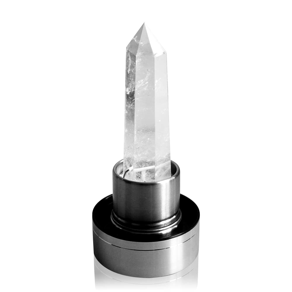 Tyuodna Crystal Water Bottle, Removable Natural Crystal Quartz Glass Water Bottle, Healing Natural Quartz Water Bottle, Portable Proof Leak Gemstone Bottle 550ml (Clear Crystal)