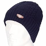 Men Winter Warm Knitting Cap Baggy Slouchy Beanie Skully Soft Stretch Cable Hat (Blue)