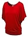 LL WT742 Womens Boat Neck Short Sleeve Dolman Drape Top XXXL RED