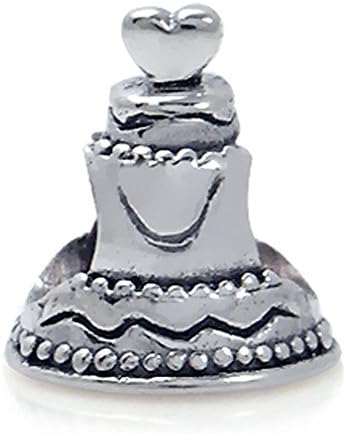 BEST SELLING Multiple Styles You Choose Sterling Charms Beads Pendents Beads On Sale Gifts (Fits Pandora, Troll, Baigi, Chamilia, Zable, &amp; Similar Bracelets Necklaces) (WEDDING CAKE Anniversary Married Couple)