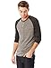 Alternative Men's Raglan 3/4 Sleeve Henley Shirt, Grey/Black, Medium