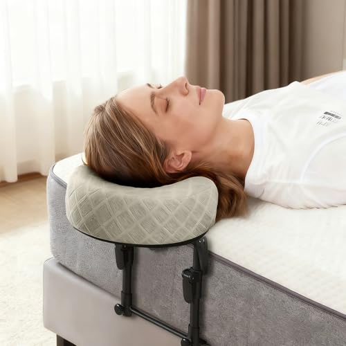 KONOVOLY Memory Foam Massage Headrest for Bed, Adjustable Massage Head Rest Support Base for Bed Undermattress Underlay Portable Support Base, 10.5 x 16 Inches (Light Yellow)
