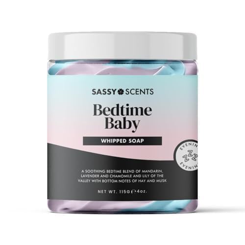 Sassy Shop Bath - Whipped Soap, Bedtime Baby - Cleanse and Nourish the Skin, With Uplifting Fragrance - Gentle and Suitable for all Skin Types - Vegan Friendly - 115g