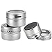 Sanquility 24 Magnetic Spice Tins, 117 PVC Spice Labels, 4 Stainless Steel Measuring Spoons and Recipes E-book Round Storage Spice Jars Set of 24, Clear Top Lid with Sift or Pour