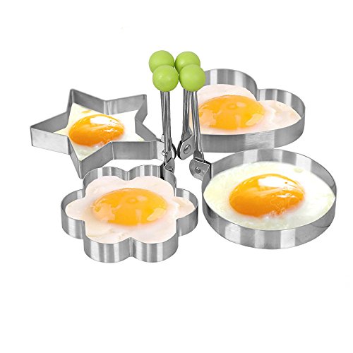 Fried Egg Mold Ring 4pcs Pancake Shapes Cooker Nonstick Stainless Steel Cooking Tools for Frying Baking Cooking 1 Fried Egg Mold Ring 4pcs Pancake Shapes Cooker Nonstick Stainless Steel Cooking Tools for Frying Baking Cooking