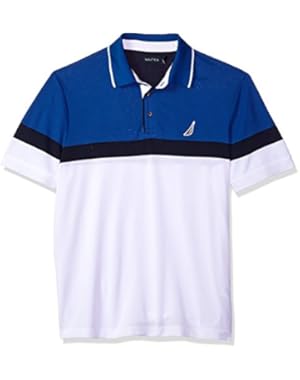 Men's Classic Short Sleeve Color Block Moisture Wicking Polo Shirt