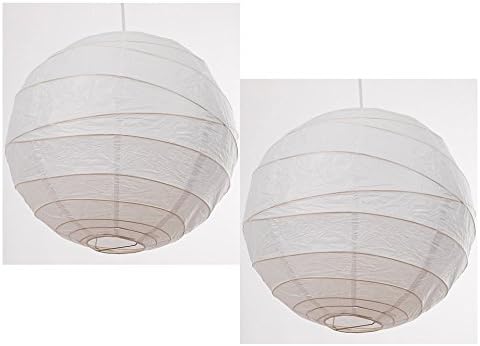 Pack of 2 Large 40cm Irregular Bamboo Lantern, Paper, White - Lampshades for Bedrooms Living Rooms, Students, Weddings (2)