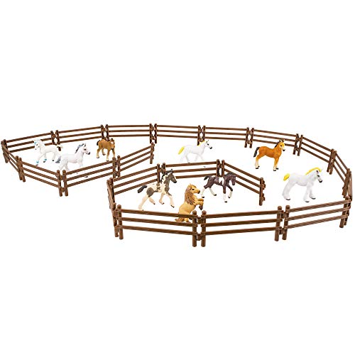 Toymany 20PCS Horse Corral Fencing Accessories Playset, Plastic Fence