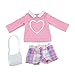Emily Rose 18 Inch Doll Clothes | Lovely Multi-Colored Plaid Shorts Spring Outfit, Includes Long Sleeved Sweater with Mock Collar and Faux Leather Purse | Fits American Girl Dolls