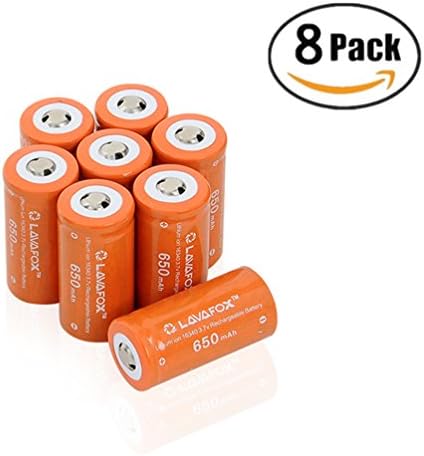 LAVAFOX RCR123A 3.7V Li-ion Rechargeable CR123A 16340 Battery for Arlo Flashlight (8 Pack,Orange)