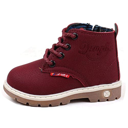 Boys Girls Lace Up Martin Snow Boots Winter Warm Combat Ridi