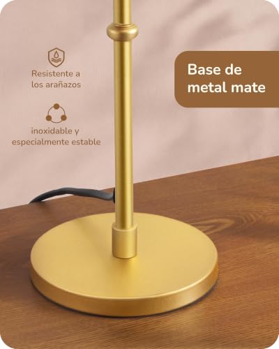 EDISHINE Table Lamp, Braided Paper Rope Lamp, Gold LED Bulb 4W 2700K Warm White Included, E27 Base, Decorative Lamp with Metal Base for Bedroom and Living Room