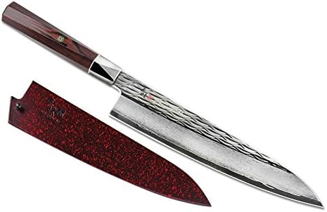 Mcusta Zanmai Ripple Damascus 8.25-inch Chef's Knife with Saya