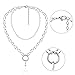 3 Pieces Punk Chain Choker Lock Pendant Necklace Long Multilayer Chunky Choker (Silver)