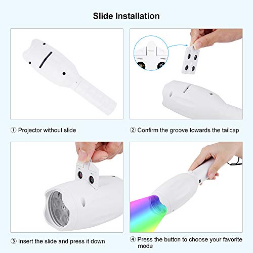 Light Projector Portable Childrens Night Light Toy 12 Patterns Xmas Halloween Birthday Handheld Flashlight Projector with Tripod for Outdoor Indoor (White)