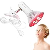 Red Light Therapy Bulb-24W Red Infrared Light Red 660nm and Near Infrared 850nm Led Light Therapy Bulbs for Skin and Pain Relief with Adjustable Socket Clamp Hands-Free (Red)