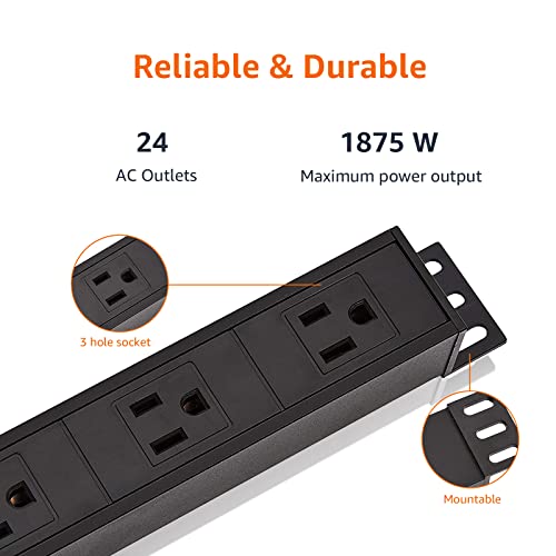 Amazon Basics Heavy Duty Metal Rectangle Surge Protector Power Strip