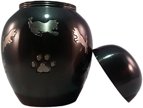 Restful Pet Urns Loving Kitty and Paw Print Pet Urn for Your Loving Cat Ashes, Finished in a Brushed Slate