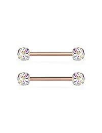 vcmart 14 piezas 14 G 0.472   0.709 in Anillos de lengua pezón recto Barbells acero quirúrgico cuerpo Piercing joyas