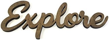 Wood Explore Cutout Sign Made of Birch Plywood Stained Dark Walnut