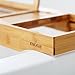 Mosa Natural Bamboo Bathtub Tray Bath Caddy Book Wine Glass Holder, 27.6