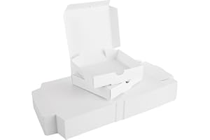 RHBLME 100 PACK Mini Pizza Boxes, 3.5 x 3.5 x 0.8 Inch Small Pizza Boxes Lock Corner Clay Coated Thin Pizza Box, White Pizza Box for Mini Pizza Cookies Cake Party Favors Weddings
