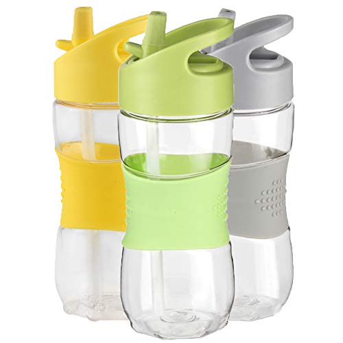 Sport Water Bottle with Straw & Handle by Sivaphe, BPA Free Tritan Leak-Proof for Gym Yoga Running Cycling School (Green)