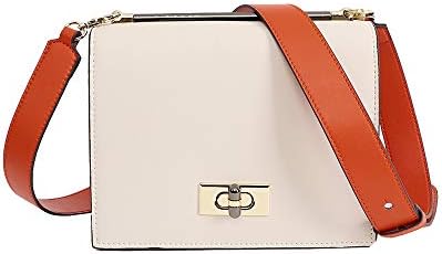 高品質 Fukuakon ハンドルサッチェル ショルダーバッグ 斜めがけ 通勤バッグ 革製 White 可愛い Orange ファッション 色