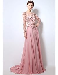 Clearbridal largo de gasa vestidos de baile parte superior Halter una línea vestido de noche con abalorio piso longitud vestidos de fiesta