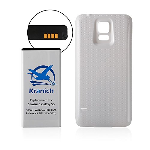 Kranich for Samsung Galaxy S5 Smart Extended Battery 5600mah Replacement Full NFC Support with Protective Cover Case (White) Kranich for Samsung Galaxy S5 Smart Extended Battery 5600mah Replacement Full NFC Support with Protective Cover Case (White)