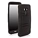 LG G Flex, LG Flex, E LV LG G Flex D340/D959 / D950 / LS995 Impact Resistant Hybrid Armor Shell Holster Case with Kickstand and Belt Swivel Clip for LG G Flex D340/D959 / D950 / LS995 + 1 Stylus and 1 Microfiber Digital Cleaner - Black