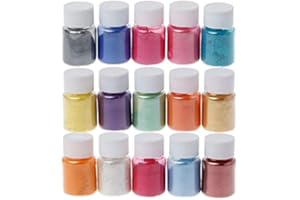 15 Colors Mica Powder Soap Dye Pearl Epoxy Resin Color Pigment Powder for Bath Bomb Soap Making Cosmetic Grade Slime Coloring