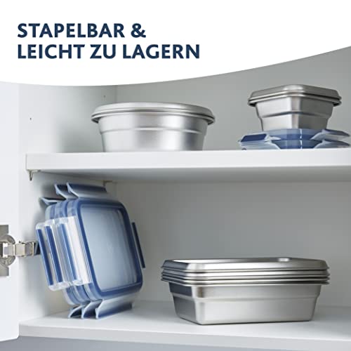 Emsa Clip & Close auslaufsichere Edelstahl-Frischhaltedose, 2 Liter Fassungsvermögen, rechteckig, spülmaschinenfest, backofenfest, N1150600 10