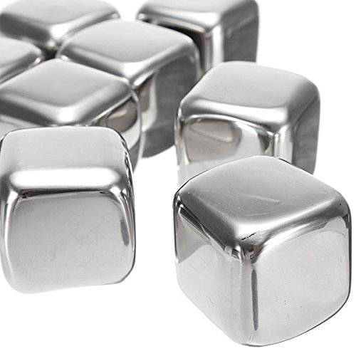Xcellent Global 6 Pack Stainless Steel Shell Whiskey Chilling Reusable Ice Cubes for Whiskey Wine, Chilling Your Drink without Diluting - Perfect as New Years, Christmas, Valentine's Day, Wedding, Father's Day, Birthday Gift M-HG067