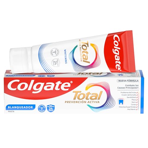 Total Prevención Activa Blanqueador Pasta de Dientes 75ml | Combate las causas principales de los problemas de salud bucodental | 24h de Protección antibacteriana| Tecnología Patentada.