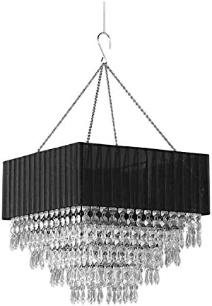 ZAPPOBZ HLL1101 Square Deco Crystal Chandelier, Black