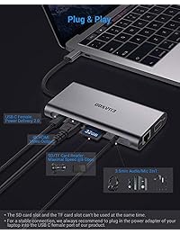 Adaptador USB C Hub, USB C, EUASOO 10 en 1 Thunderbolt 3 hub 1000M RJ45 Ethernet, 4K HDMI, VGA, USB 3.0 puertos, PD 2.0 puerto de carga, lector de tarjetas, Audio micrófono puerto MacBook, Chromebook More