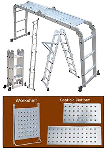 Gadget-Wagon Foldable and Adjustable Multipurpose Aluminium 4x3 Steps Ladder (Silver)