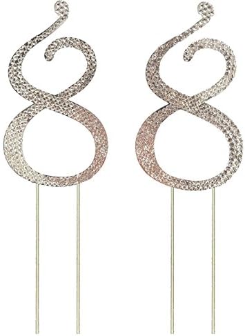 Number 88 Silver Rhinestone Crystal Cake Topper, Numbers, Letters for Wedding, Birthday, Anniversary, Party. Shine &amp; Sparkles. RHINESTONE. BEST OFFER ON AMAZON (Number 88)