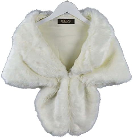 RoRoDox Warm Faux Fur Wedding Shawl Perfect for Wedding/party/show (White)