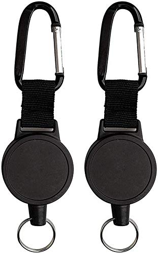 TUAKIMCE 2 Pieces Retractable Key Chain, Heavy Duty Retractable Key Reel, Extendable Keychain with Steel Wire Rope Retractable ID Badges Holder