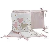 Lambs & Ivy Confetti Heart 4 Piece Crib Bumper, Pink/Gold
