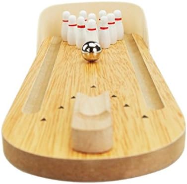 Mini Wooden Tabletop Bowling Game,Office Toys for Pressure Relieve on Table or Learning Education to Kids and Adults