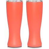 MASON FORGE | Stainless Steel Pint Double Insulated Beer Tumbler | Double Wall Vacuum Insulated | Sweat & Condensation Free | HOT or COLD Beverages | Pilsner Style Glass | 16 Ounce | Set of 2