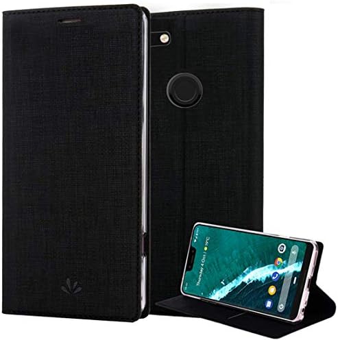 Google Pixel 2 XL Case, PU Leather Slim Flip Wallet Card Slots Cover Kickstand Feature and TPU Bumper Full Body Protection for Pixel 2 XL (Black)