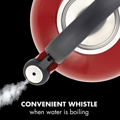 Circulon Sunrise Whistling Kettle/Stovetop Teakettle/Tea Pot, 1.5 Quart, Bell Pepper Red