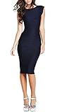 REPHYLLIS Women's Casual Boat neck Slim Bodycon Business Party Work Pencil Dress