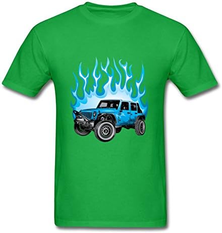 Blue Jeep Wrangler Green Custom-made Men Informal T Shirt - Small