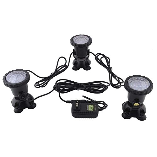 Deckey Waterproof 36 LED Submersible Spotlight Landscape Lamp for Aquarium Fish Tank, Garden Fountain, Pond Pool (3 Pack)