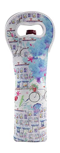 Wine Tote Carrier Bag from Made Easy Kit Neoprene Champagne Bottle Protective Travel or Gift Bag -Set of 3 (Wine Themed Designs)